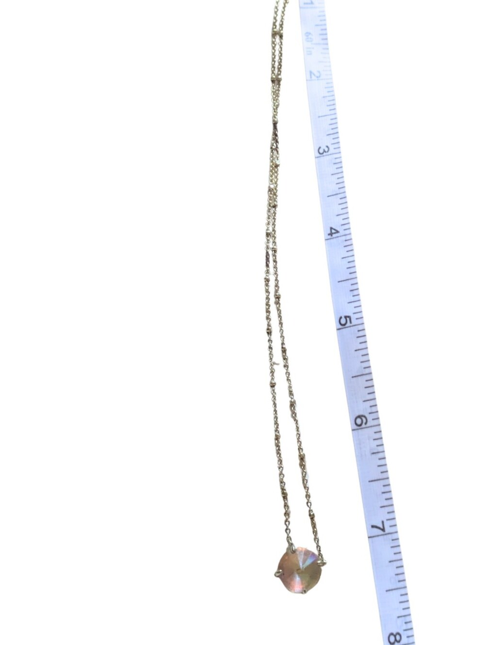 Kendra Scott Gold Tone Crystal Necklace Iridescent Pendant - Dainty Luxe - Picture 5 of 6